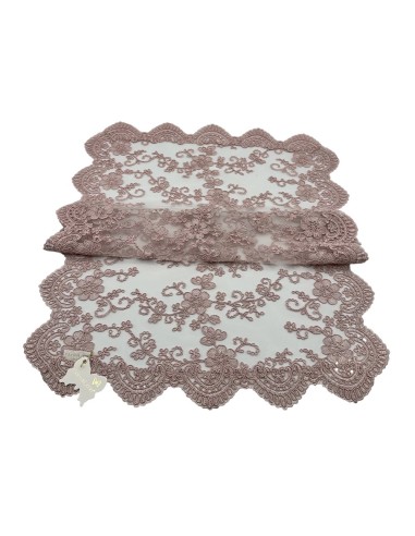 Fiori di Lena - Runner in pizzo rosa, cm 45 x x 65 con scatola