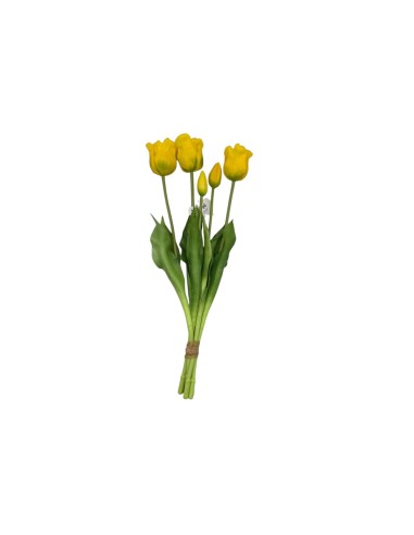 Fiori di Lena - Bush tulipani aperti real touch giallo sfumato cm 44 h