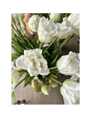 Fiori di Lena - Bush tulipani aperti real touch bianco cm 44 h
