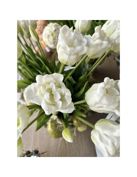 Fiori di Lena - Bush tulipani aperti real touch bianco cm 44 h