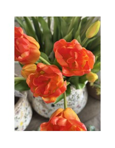 Fiori di Lena - Bush tulipani aperti real touch arancio sfumato cm 44 h 2