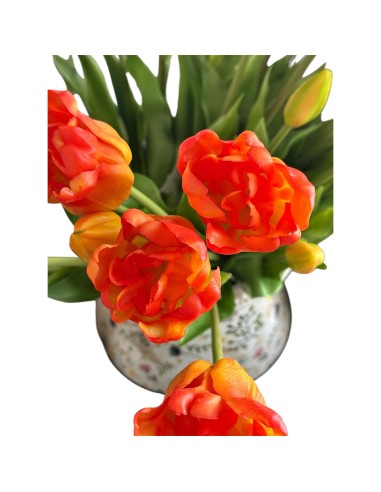 Fiori di Lena - Bush tulipani aperti real touch arancio sfumato cm 44 h