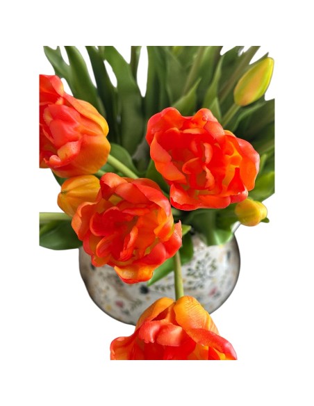 Fiori di Lena - Bush tulipani aperti real touch arancio sfumato cm 44 h