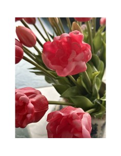 Fiori di Lena - Bush tulipani aperti real touch fucsia sfumato cm 44 h 2