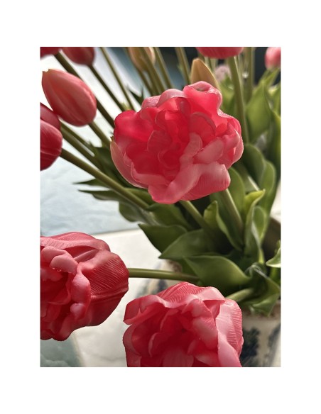 Fiori di Lena - Bush tulipani aperti real touch fucsia sfumato cm 44 h