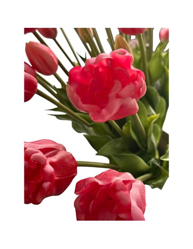 Fiori di Lena - Bush tulipani aperti real touch fucsia sfumato cm 44 h
