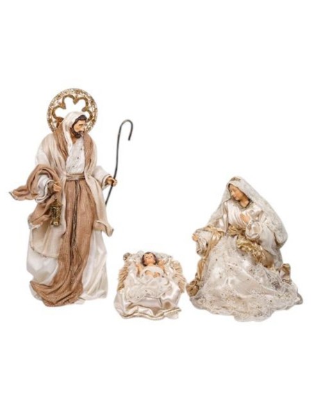 Fiori di Lena - Set di 6 pz presepe avorio oro con champagne h 81 cm