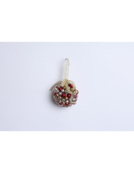 Fiori di Lena - Addobbo con sfere assortite d 9 cm - rosso - champagne