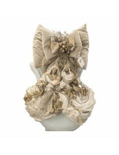 Fiori di Lena - Fiocco in velluto con natività h 65 con scatola  - nocciola - avorio