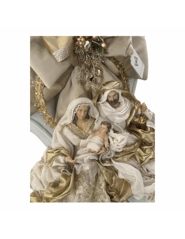 Fiori di Lena - Fiocco in velluto con natività h 65 con scatola  - nocciola - avorio