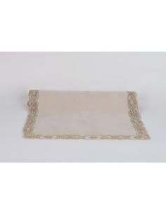 Fiori di Lena - Runner velluto con pizzo 140x40 - nude