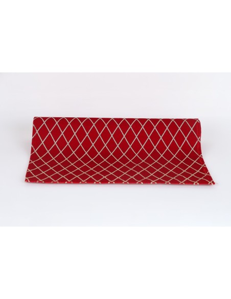 Fiori di Lena - Runner velluto con glitter effetto geometrico 150x43cm - rosso