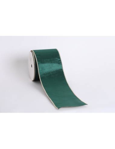 Fiori di Lena - Nastro velluto con bordino oro h 10 cm x 9 mt - verde inglese