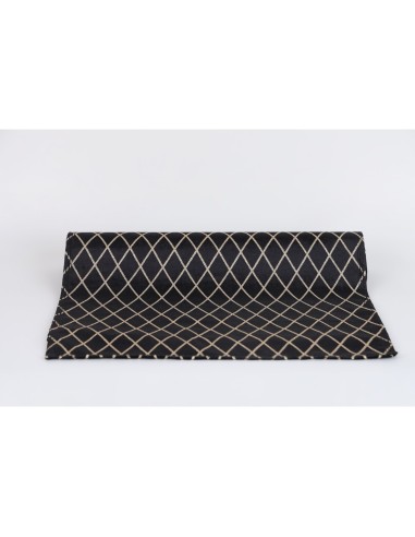 Fiori di Lena - Runner velluto con glitter effetto geometrico 150x43cm - nero