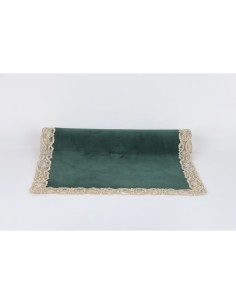 Fiori di Lena - Runner velluto con pizzo 140x40 - verde inglese - oro