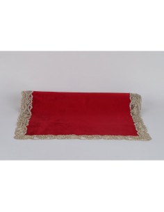 Fiori di Lena - Runner velluto con pizzo 140x40 - rosso
