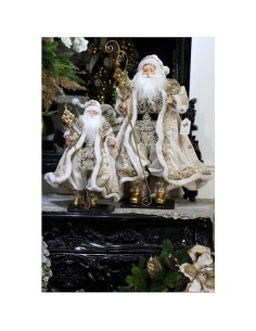 Fiori di Lena - Babbo Natale su base in legno, avorio oro h 46 cm 2