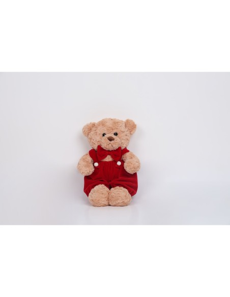 Fiori di Lena - Orsetto in peluche con vestito h 40 cm senza maglietta - rosso