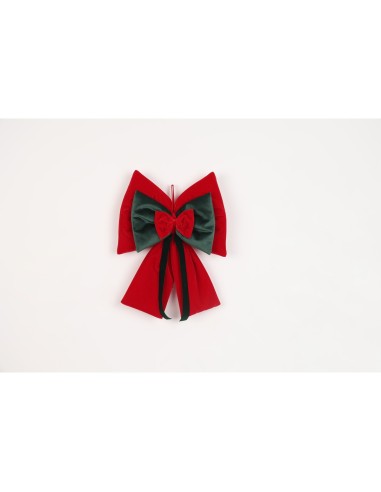 Fiori di Lena - Fiocco in velluto per addobbo albero h 40 cm - rosso - verde