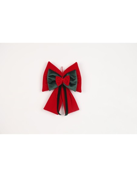 Fiori di Lena - Fiocco in velluto per addobbo albero h 40 cm - rosso - verde
