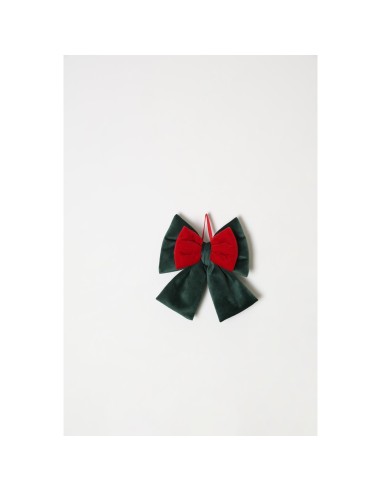 Fiori di Lena - Fiocco in velluto per addobbo albero h 20 cm - verde - rosso