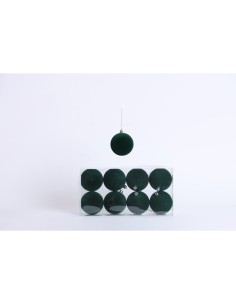 Fiori di Lena - Confezione 8 sfere di plastica effetto velluto d 7 cm - verde inglese