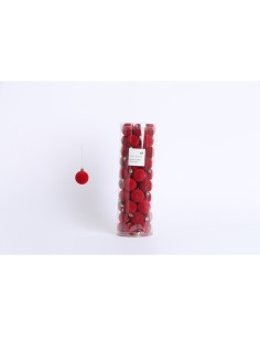 Fiori di Lena - Confezione 50 sfere di plastica effetto velluto d 4 cm  - rosso