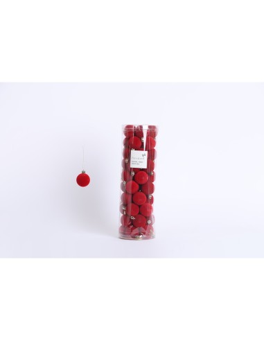 Fiori di Lena - Confezione 50 sfere di plastica effetto velluto d 4 cm  - rosso