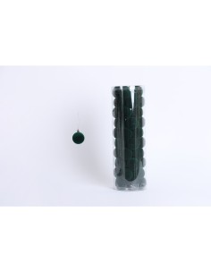 Fiori di Lena - Confezione 50 sfere di plastica effetto velluto d 4 cm  - verde inglese