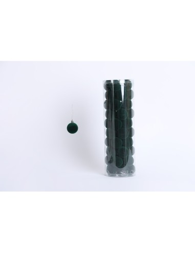 Fiori di Lena - Confezione 50 sfere di plastica effetto velluto d 4 cm  - verde inglese