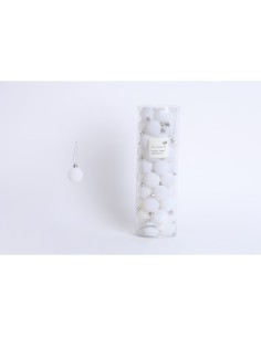 Fiori di Lena - Confezione 50 sfere di plastica effetto velluto d 4 cm  - bianco