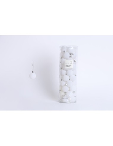 Fiori di Lena - Confezione 50 sfere di plastica effetto velluto d 4 cm  - bianco
