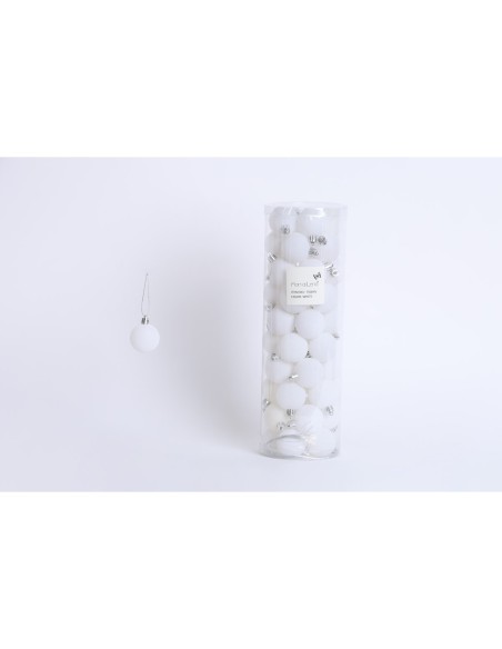 Fiori di Lena - Confezione 50 sfere di plastica effetto velluto d 4 cm  - bianco