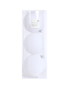 Fiori di Lena - Confezione 3 sfere di plastica effetto velluto d 12 cm  - bianco