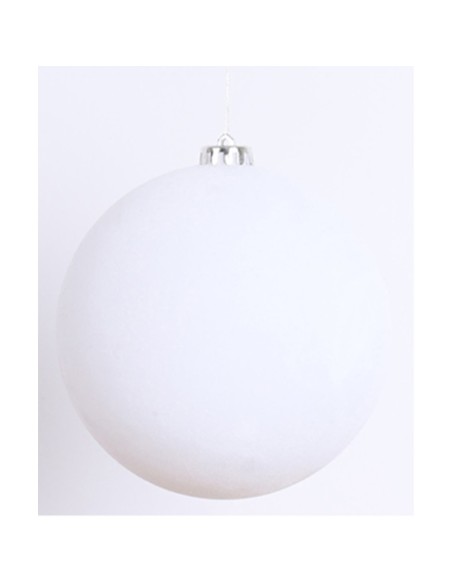 Fiori di Lena - Sfera di plastica effetto velluto d 20 cm  - bianco