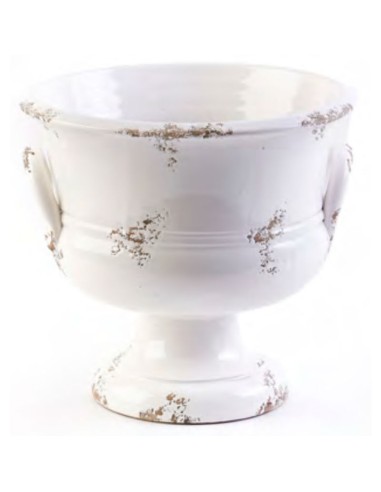 Contenitore con piede in ceramica antichizzata
