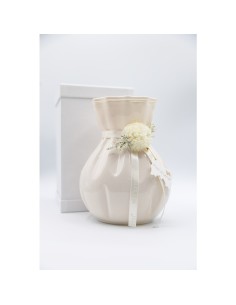 Fiori di Lena - Vaso in vetro colorato h 18 cm con dalia, nebbiolina e scatola 2