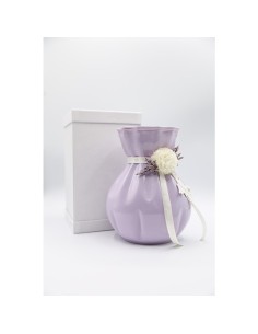 Fiori di Lena - Vaso in vetro colorato h 18 cm con dalia, nebbiolina e scatola 2