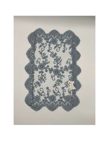 Fiori di Lena - Runner pizzo azzurro polvere cm 42X28 con scatola
