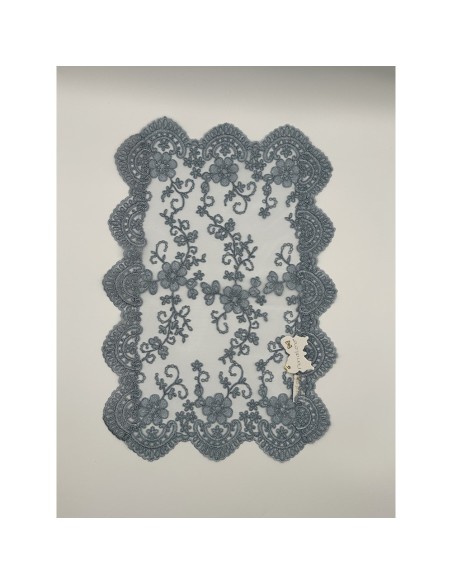 Fiori di Lena - Runner pizzo azzurro polvere cm 42X28 con scatola