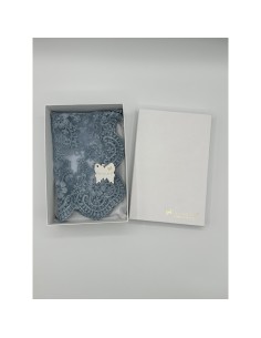 Fiori di Lena - Runner pizzo azzurro polvere cm 42X28 con scatola 2
