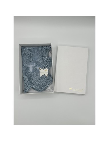 Fiori di Lena - Runner pizzo azzurro polvere cm 42X28 con scatola