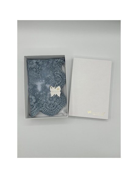 Fiori di Lena - Runner pizzo azzurro polvere cm 42X28 con scatola