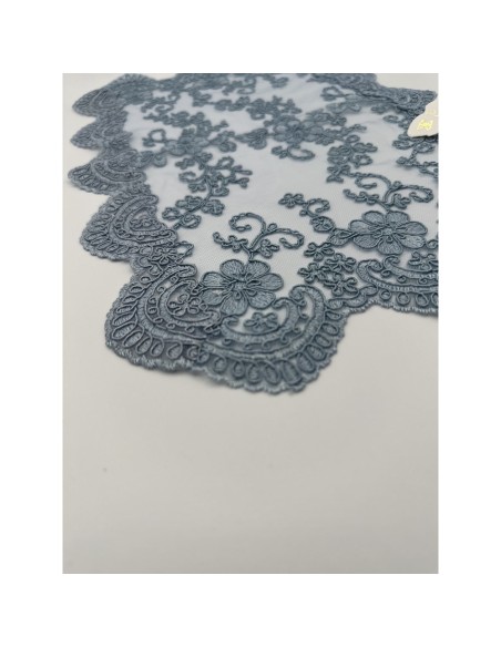 Fiori di Lena - Runner pizzo azzurro polvere cm 42X28 con scatola