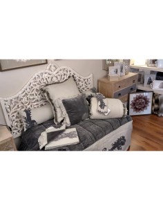 Charme - Set coordinato tessile in lino, cotone e velluto, colore grigio e antracite