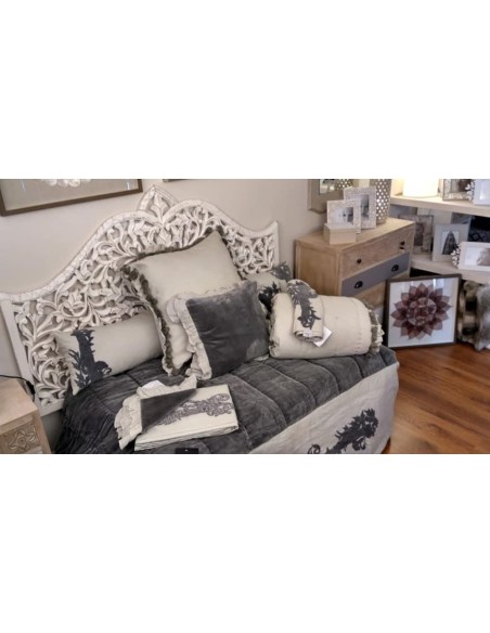 Charme - Set coordinato tessile in lino, cotone e velluto, colore grigio e antracite