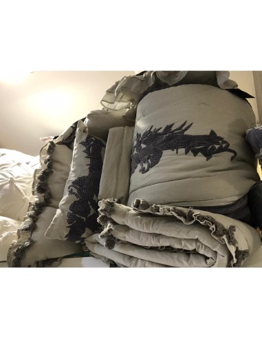 Charme - Set coordinato tessile in lino, cotone e velluto, colore grigio e antracite