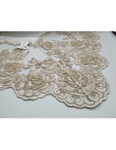 Fiori di Lena - Runner in lino avorio e pizzo pesco cm 150X55 2