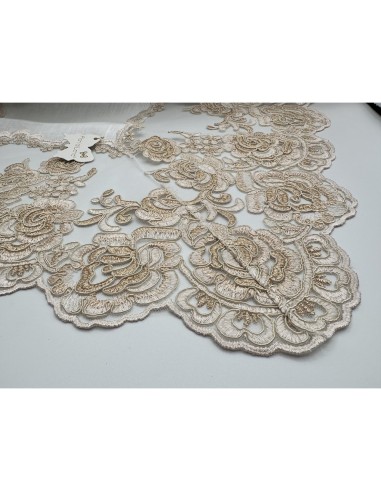 Fiori di Lena - Runner in lino avorio e pizzo pesco cm 150X55