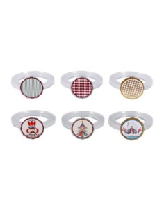 Vesta Home - Set 6 Allacciatovaglioli Natalizi·fiaba·3 X 3 X 5,5 H Cm Th. Ring 6 Mm 2